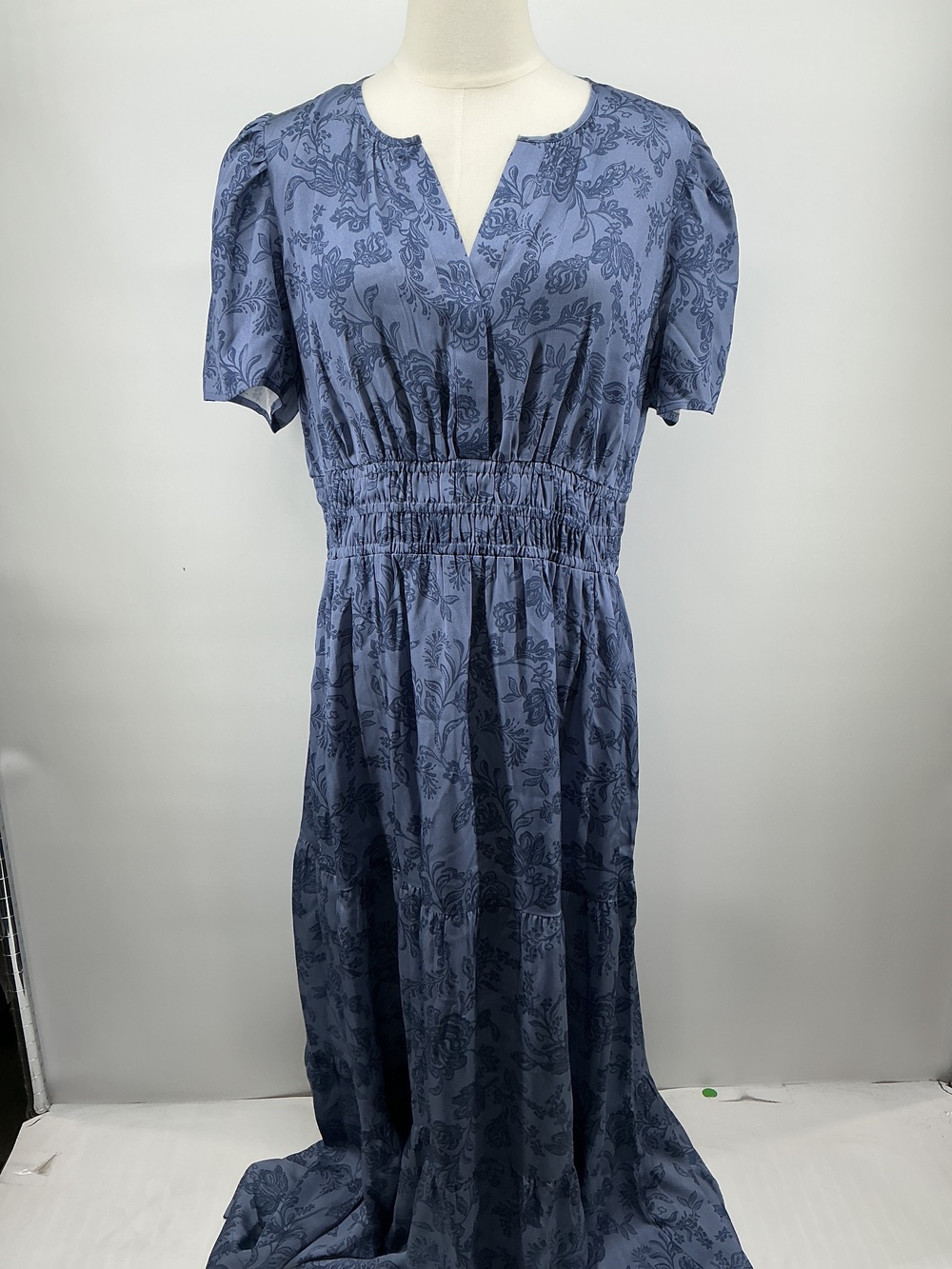 Washable Stretch Silk Tiered Maxi Dress